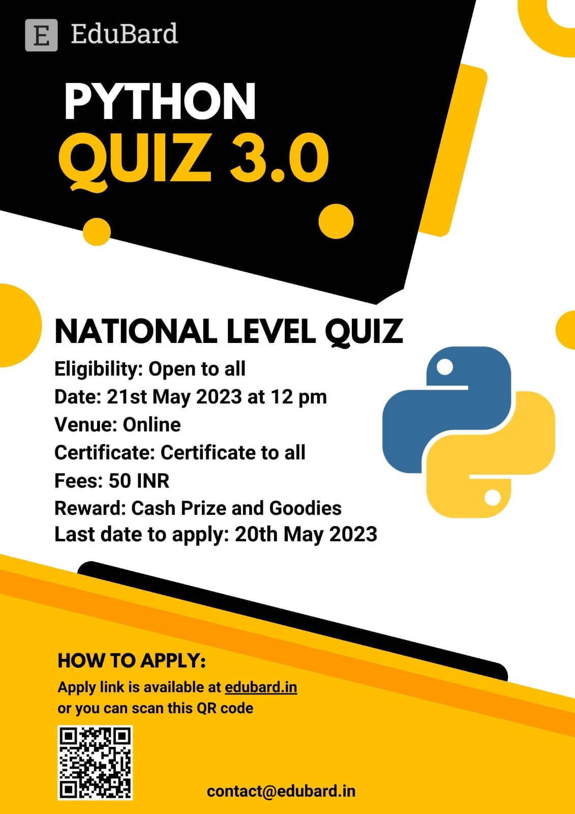 Edubard | Python Quiz 3.0: Unleash Your Python Power at the National Level! Apply Now