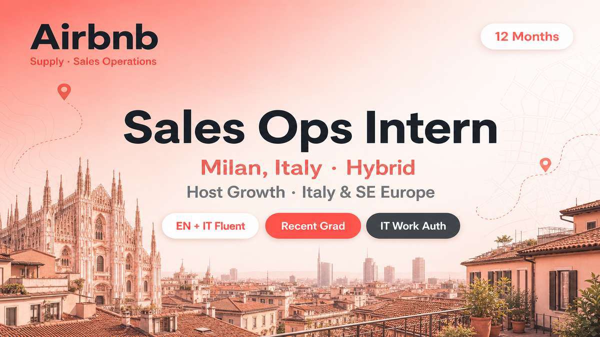 Airbnb Sales Ops Intern Milan | 12 Months Italy