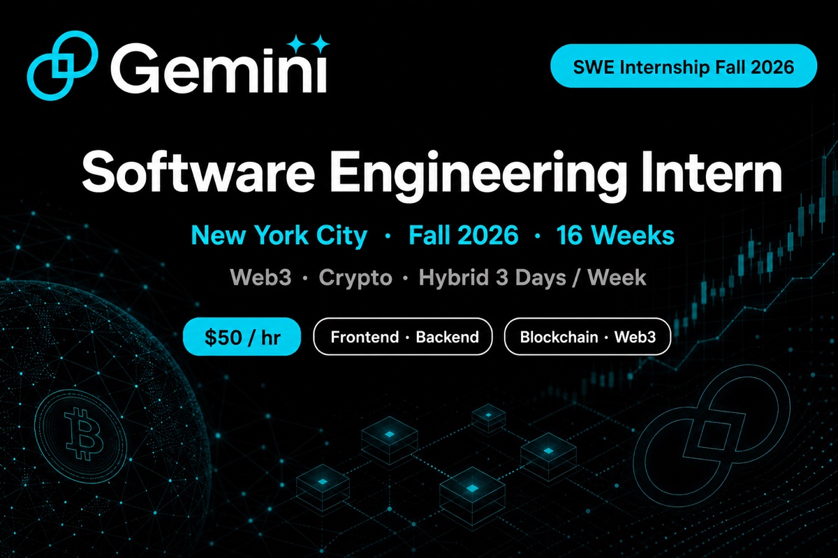 Gemini SWE Intern NYC Fall 2026 | $50/hr Web3