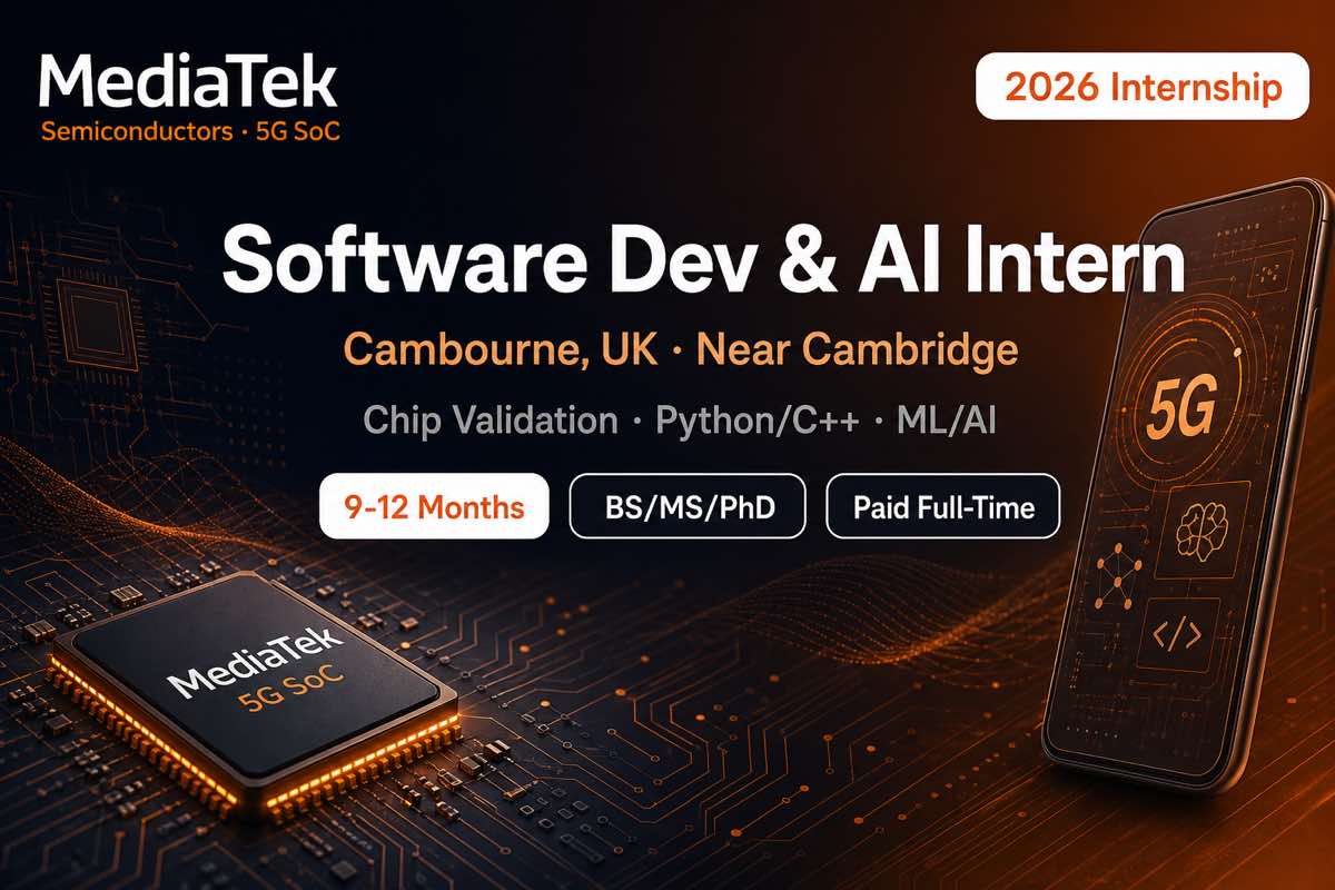 MediaTek SWE & AI Intern 2026 Cambourne UK | 9-12 Months