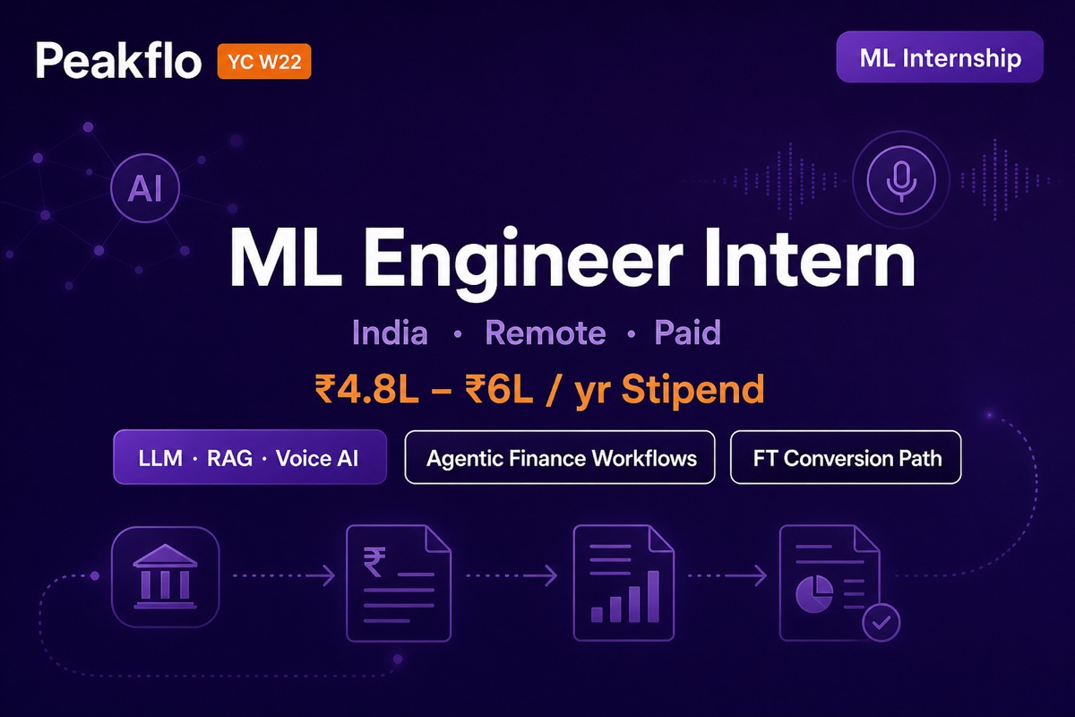 Peakflo ML Intern India Remote | ₹4.8–6L Paid YC W22