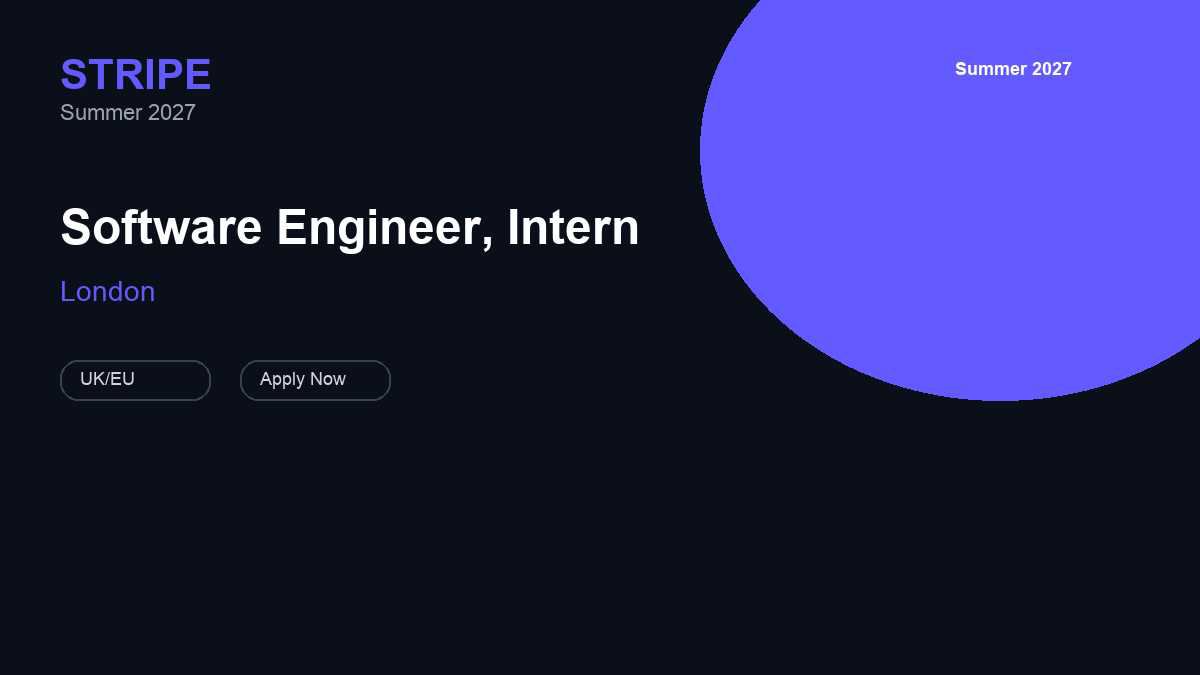 Stripe Software Engineer, Intern | London · 2027