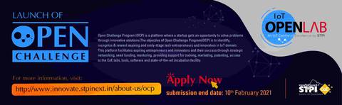 STPI and MeitY IoT Open Challenge Program- Govt. of India