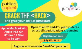 Publicis Sapient - Jumpstart online Challenge, Win Macbook, iPad, iPhone12 and Certificate to all, Apply by 13th July