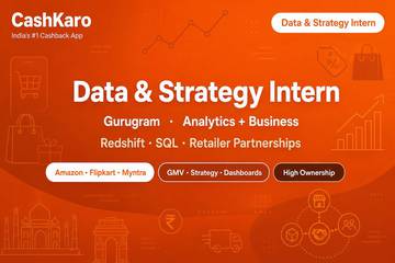 CashKaro Data & Strategy Intern Gurugram | Analytics + BD