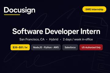 Docusign SWE Intern San Francisco | $39–$51/hr